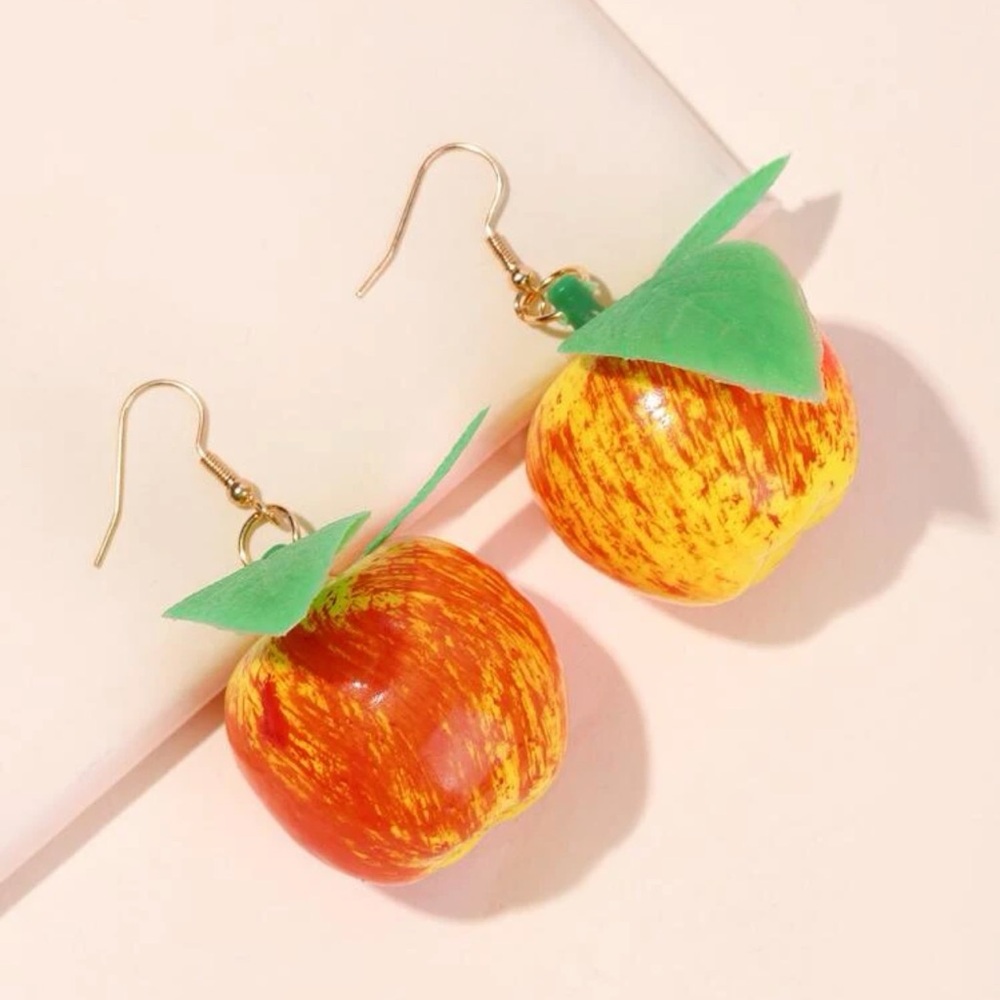 π Awesome 3D Realistic Apple Fruit Oversize Drop Earrings π